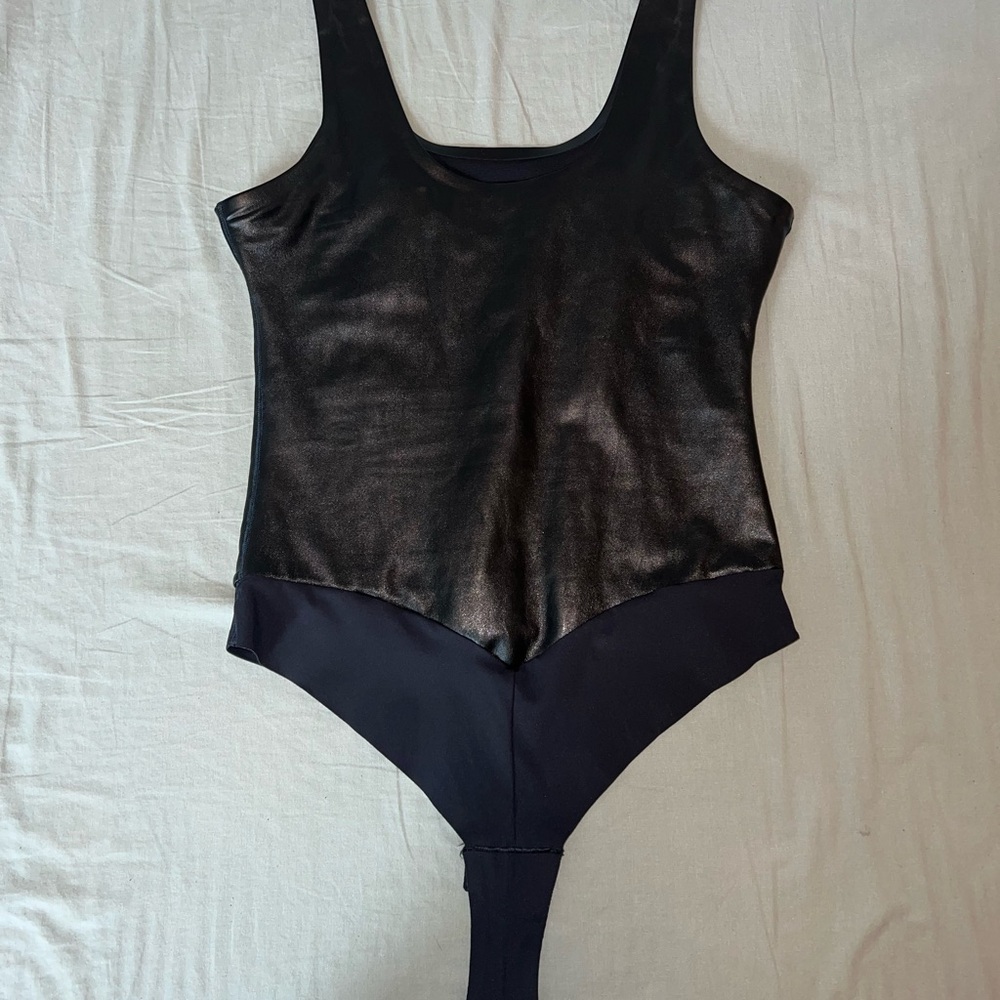 Pinsy Black Leather Bodysuit